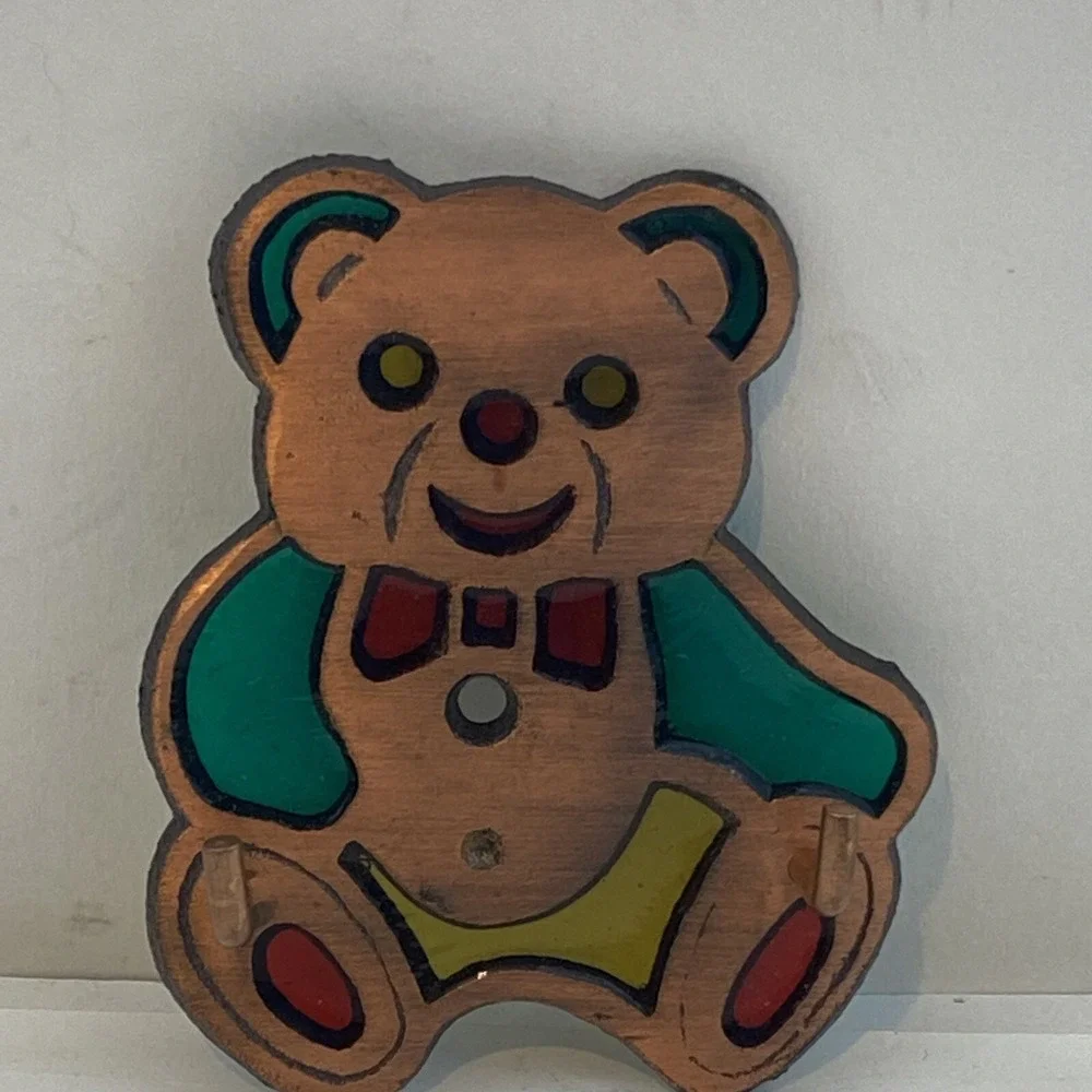 Vintage Taiwan Key Holder Teddy Bear Stained Glass